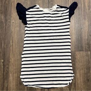 Gap Kids Girls Stripe Flutter Tee Shirt Dress Blue White Ruffle Short Sleeves XS